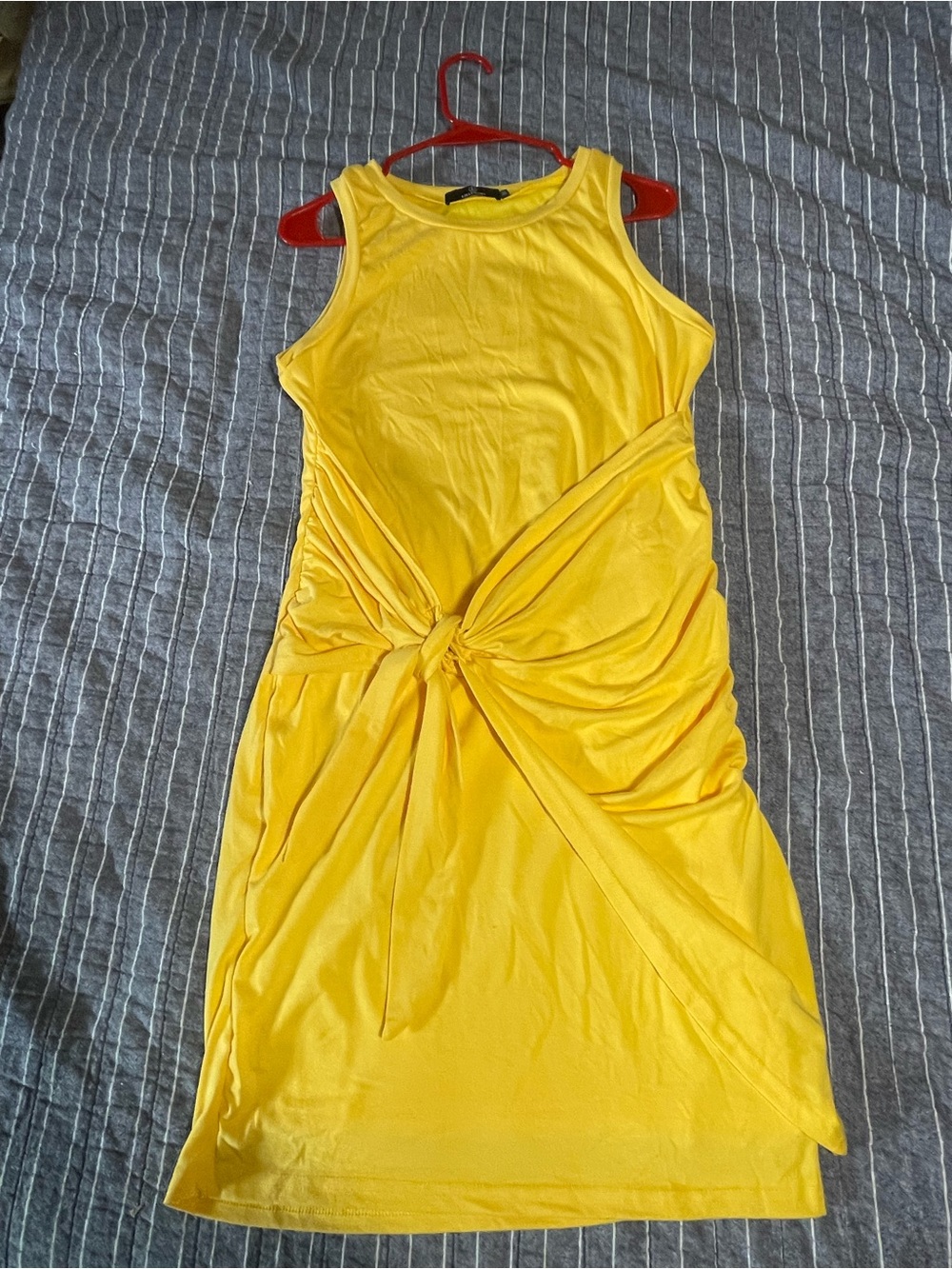 Sleeveless Yellow Knot-Front, Wrap Dress - Women
